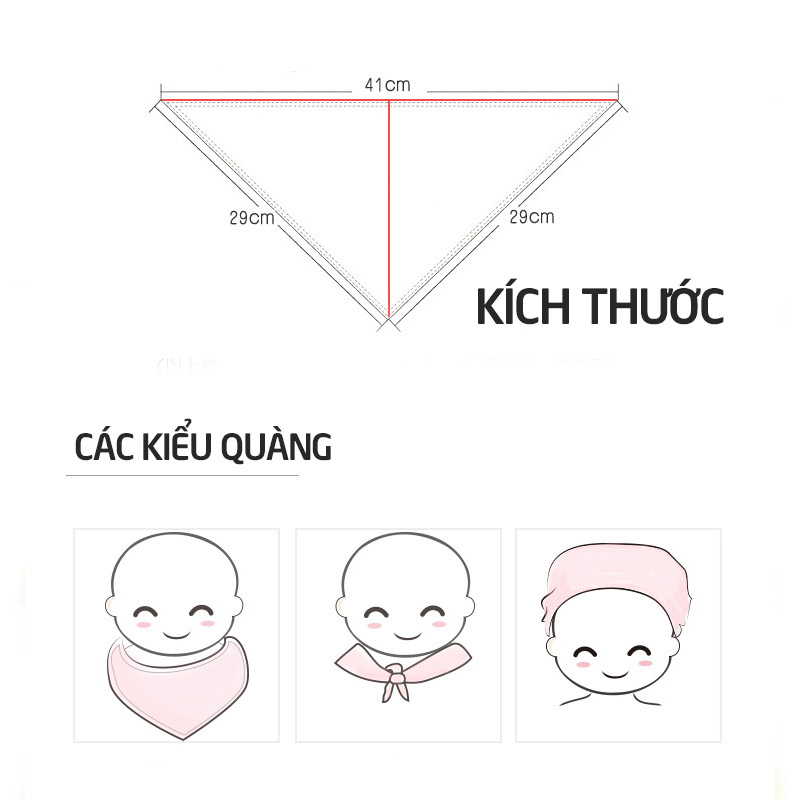 Khăn yếm tam giác cho bé cúc bấm vải xô( gói 10c) giá sỉ ( SLL ib zalo) - tongkhothienan.com