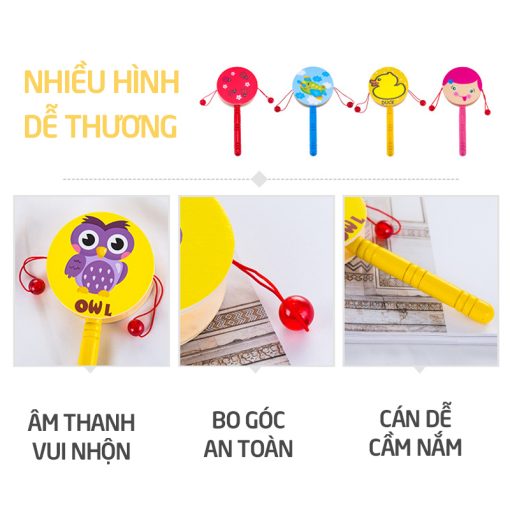 Xúc xắc lục lạc trống gỗ-00304