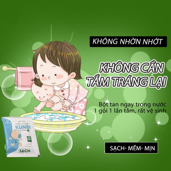 Bột tắm trẻ em thảo dược Kunbi - tongkhothienan.com