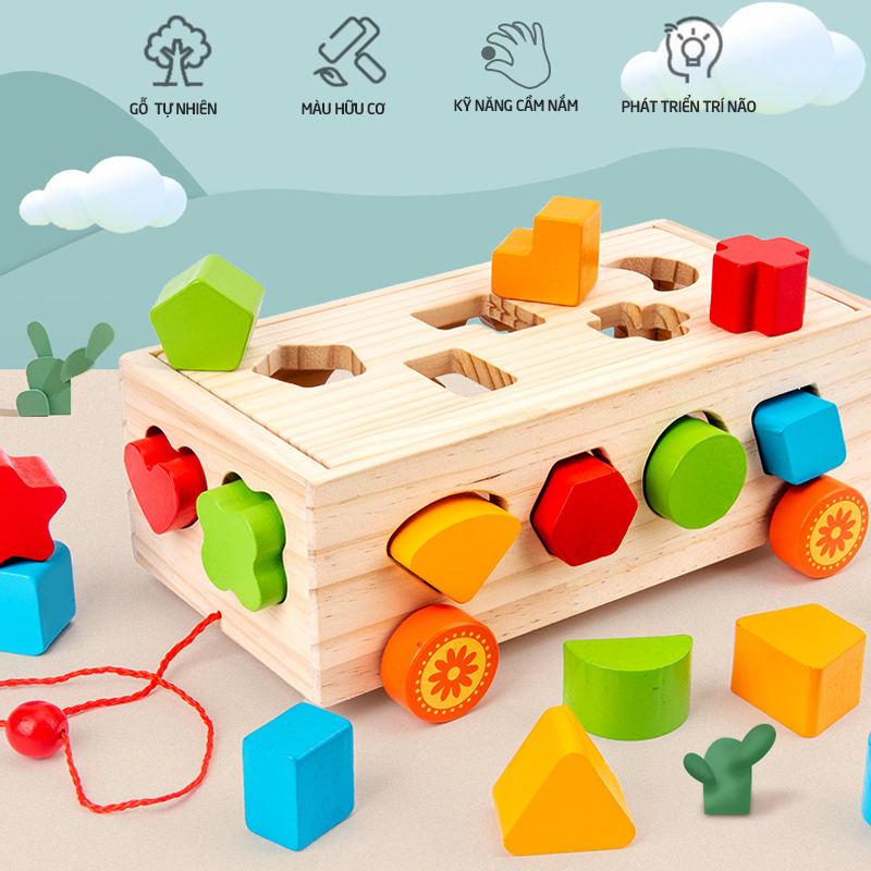 Xe thả gỗ hình học đồ chơi cho bé ( SLL ib zalo) - tongkhothienan.com