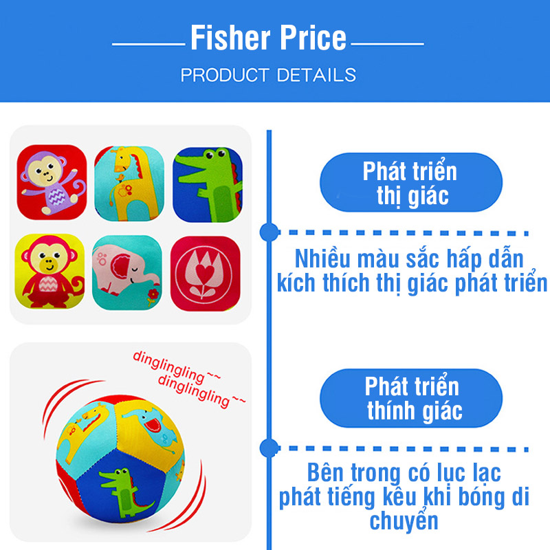 Bán buôn Bóng vải lục lạc cho bé Fisher Price giá sỉ ( SLL ib zalo) - tongkhothienan.com