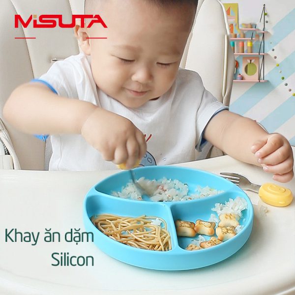 Khay ăn dặm silicon đế hít chống đổ Misuta - tongkhothienan.com