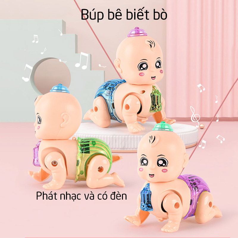 Búp bê em bé tập bò có nhạc và đèn - tongkhothienan.com