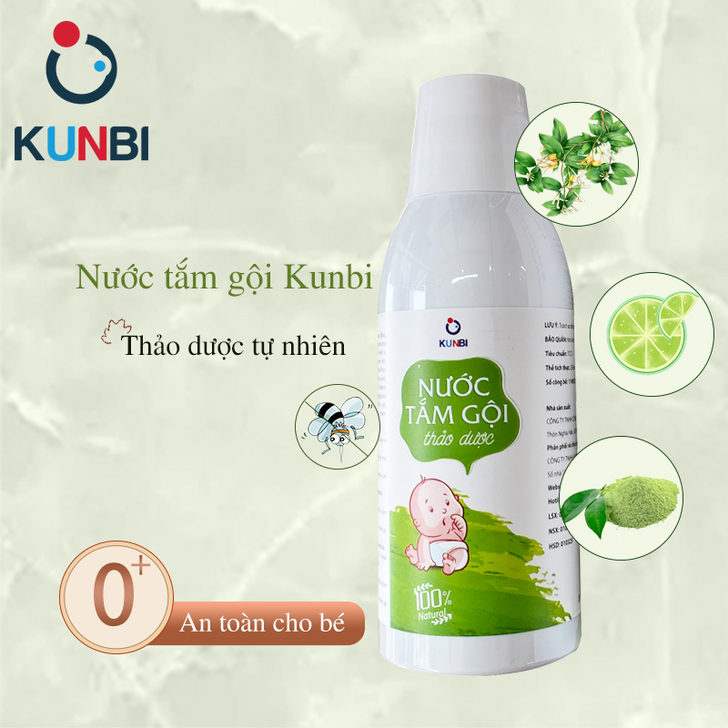 Nước tắm gội thảo dược cho bé sơ sinh Kunbi( mua 10 tặng 2) ( SLL ib zalo) - tongkhothienan.com
