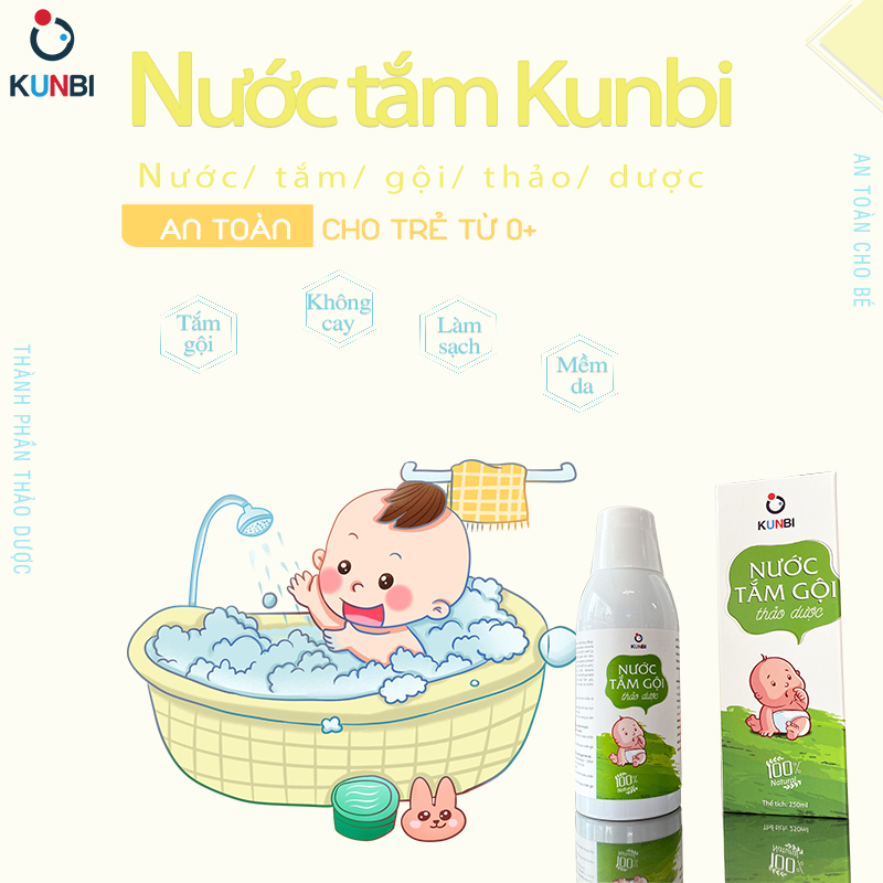 Nước tắm gội thảo dược cho bé sơ sinh Kunbi( mua 10 tặng 2) - tongkhothienan.com