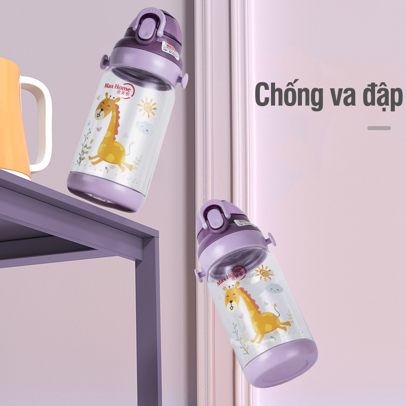 Bình uống nước cho bé có ống hút và dây đeo Maxhome - tongkhothienan.com