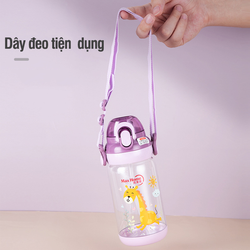 Bình uống nước cho bé có ống hút và dây đeo Maxhome ( SLL ib zalo) - tongkhothienan.com