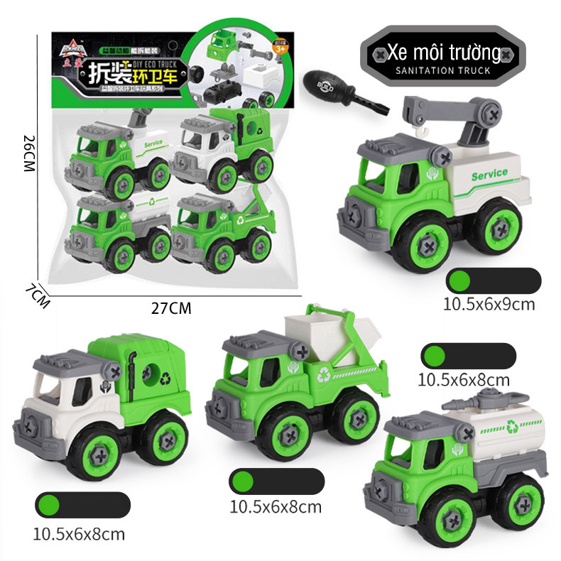 Bộ đồ chơi lắp ráp ô tô cho bé ( túi 4 chiếc) ( SLL ib zalo) - tongkhothienan.com