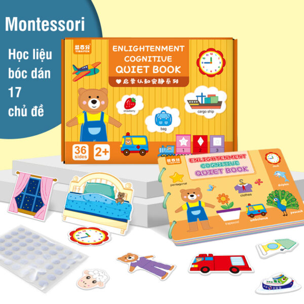 Học liệu bóc dán Montessori 17 chủ đề chất cao cấp dán đi dán lại nhiều lần ( SLL ib zalo) - tongkhothienan.com