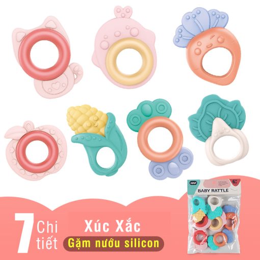Đồ chơi xúc xắc gặm nướu silicon Baby Rattle 7 chi tiết ( SLL ib zalo)- 55361