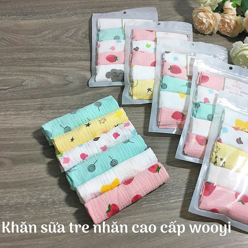 Set 5 khăn sữa sợi tre Wooji 2 lớp ( SLL ib Zalo) - tongkhothienan.com