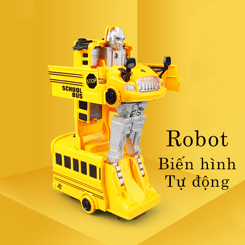 Đồ chơi trẻ em xe bus biến hình robot có nhạc và đèn - tongkhothienan.com