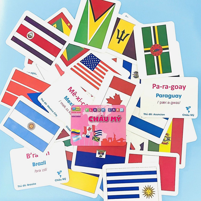 Bộ thẻ học Flashcard cờ các nước - tongkhothienan.com