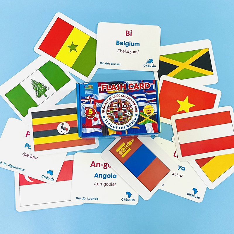 Bộ thẻ học Flashcard cờ các nước - tongkhothienan.com