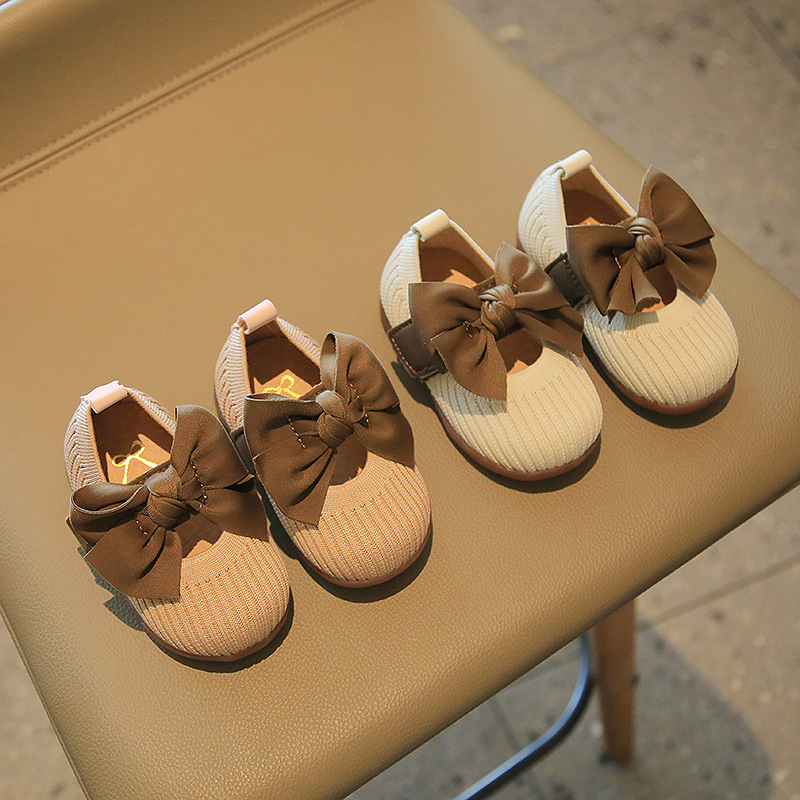 Giày cho bé gái nơ sọc gân Hàn Quốc - tongkhothienan.com