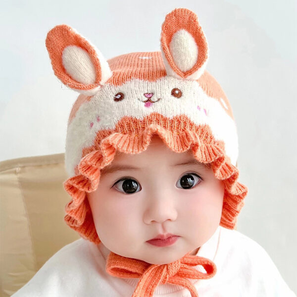 Mũ len cho bé hình thỏ buộc dây - tongkhothienan.com