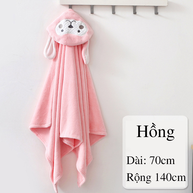 Áo choàng tắm cho bé lông cừu hình thú 70x140cm - tongkhothienan.com