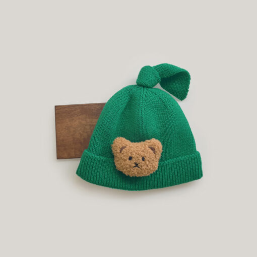 Mũ len cho bé buộc dây hình gấu 56535 - tongkhothienan.com