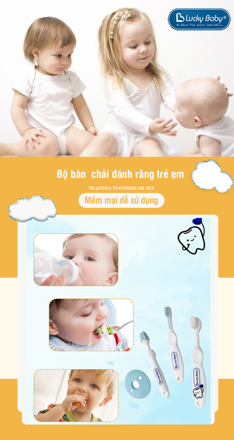 Bàn chải đánh răng trẻ em Lucky baby 3 giai đoạn - tongkhothienan.com