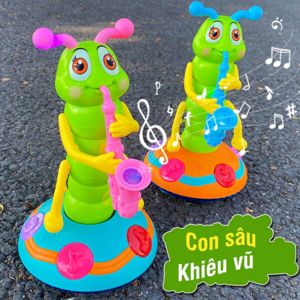 Đồ chơi trẻ em sâu thổi kèn nhảy múa có nhạc và đèn - tongkhothienan.com