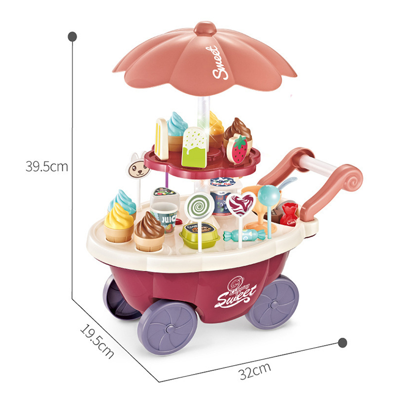 Bán buôn sỉ đồ chơi xe đẩy bán kem cho bé có nhạc và đèn xoay 360 độ - tongkhothienan.com