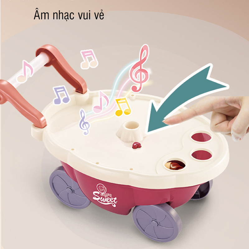 Bán buôn sỉ đồ chơi xe đẩy bán kem cho bé có nhạc và đèn xoay 360 độ - tongkhothienan.com