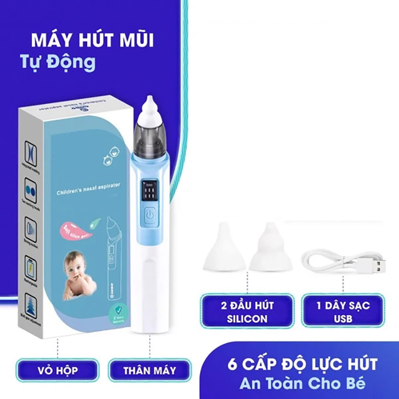 Dụng cụ máy hút mũi cho bé thế hệ mới 6 cấp độ hút sạc pin - tongkhothienan.com