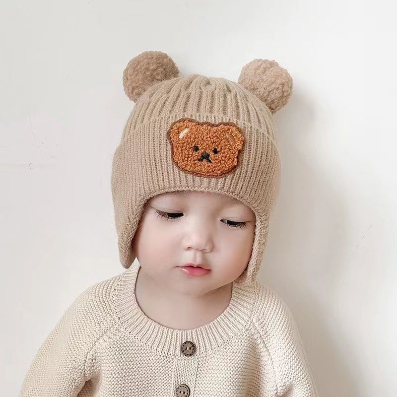 Sỉ mũ len cho bé lót lông cừu gấu chụp tai - tongkhothienan.com
