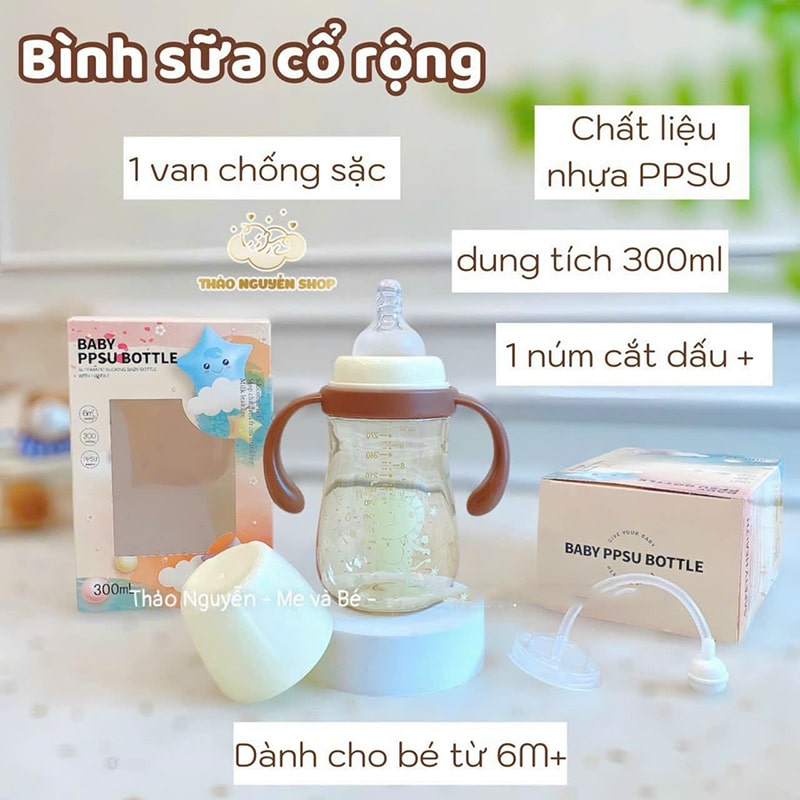 Bình sữa cổ rộng ppsu 300ml XMB004 thùng 200 chiếc