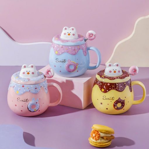 Cốc sứ cute nắp đầu mèo 300ml TMG074 thùng 60 cốc