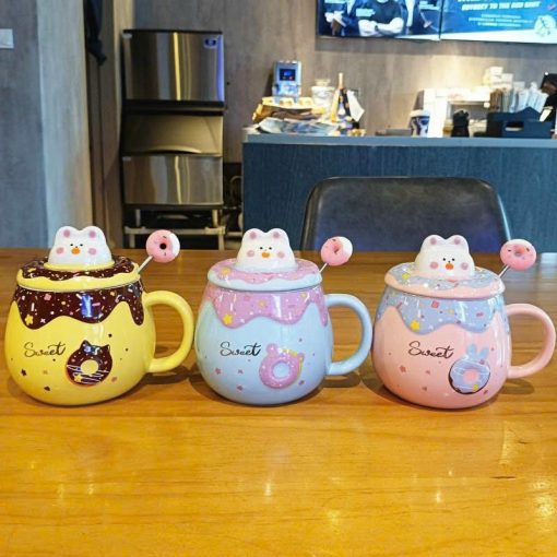 Cốc sứ cute nắp đầu mèo 300ml TMG074 thùng 60 cốc
