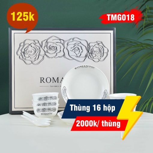 Set bát hoa hồng 14 chi tiết TMG018 thùng 16 set