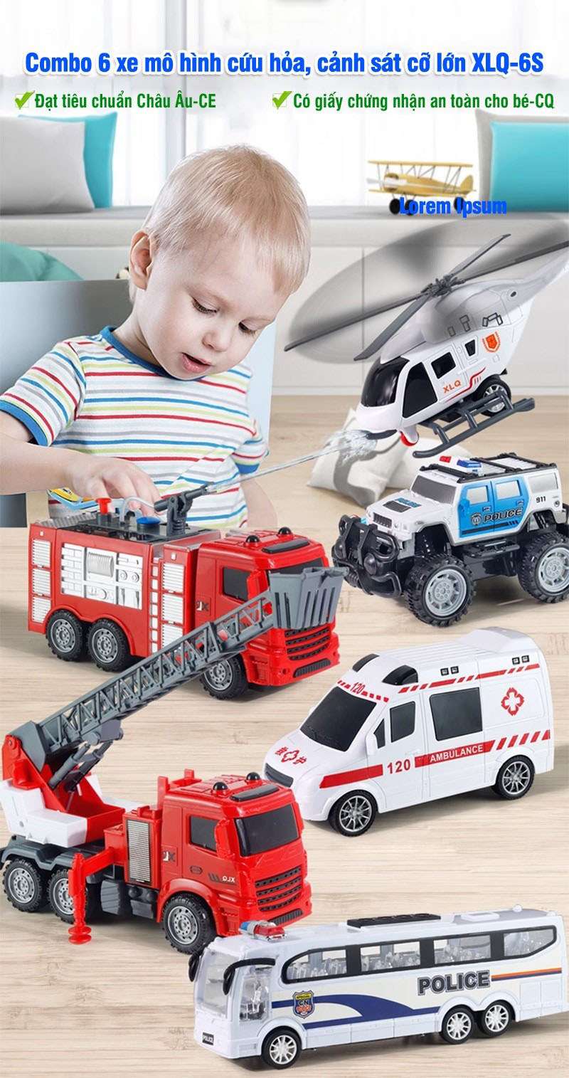Set 6 xe cứu hộ cỡ lớn hd138