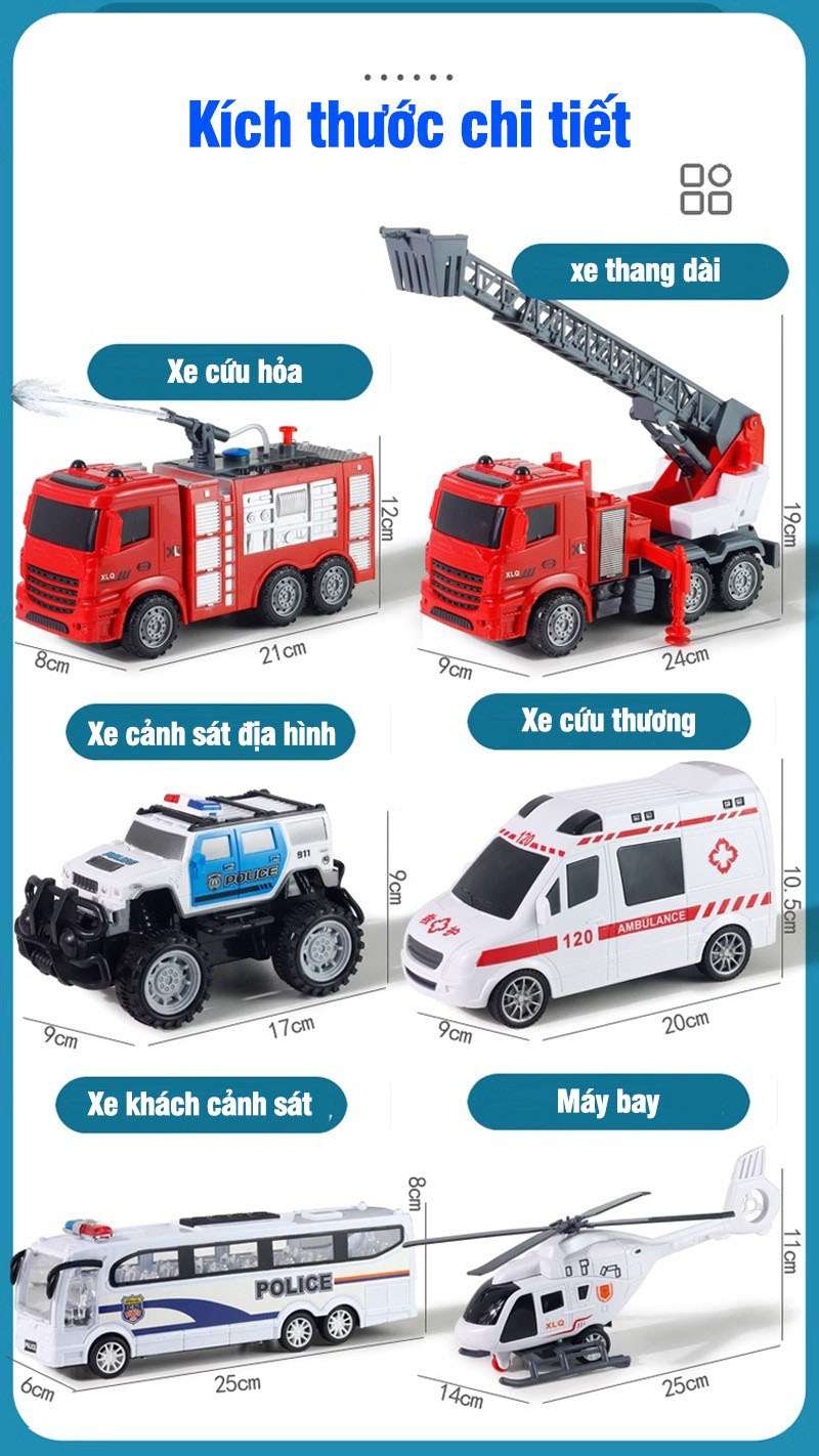 Set 6 xe cứu hộ cỡ lớn hd138