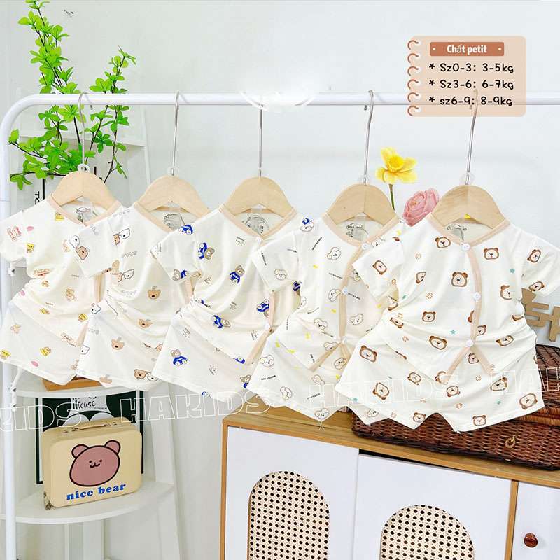 Bộ Cộc Sơ Sinh Vải Pepti QA022 lố 30 bộ đủ size