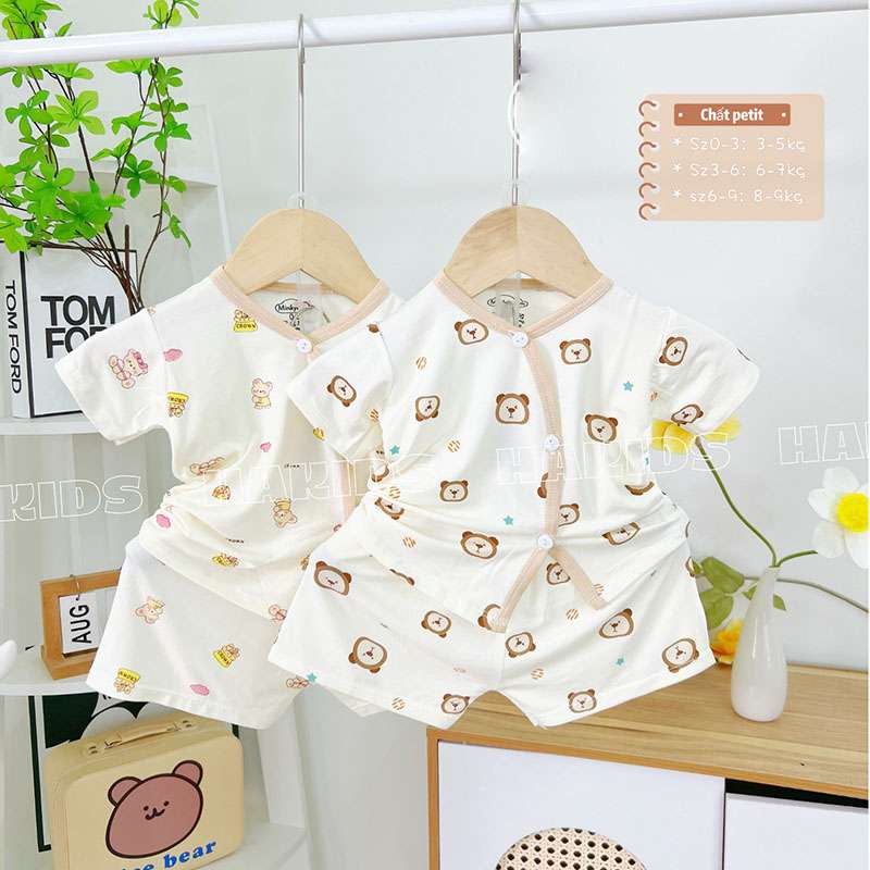 Bộ Cộc Sơ Sinh Vải Pepti QA022 lố 30 bộ đủ size