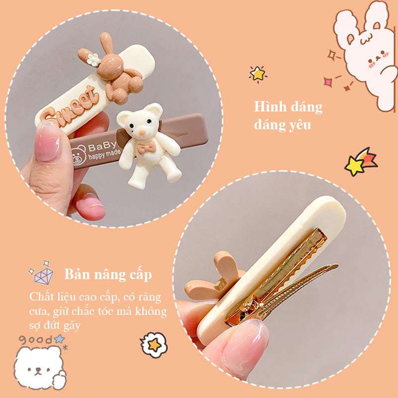 Bộ 5 kẹp tóc đính nơ hk012