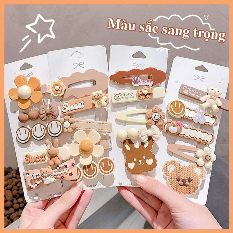 Bộ 5 kẹp tóc đính nơ hk012