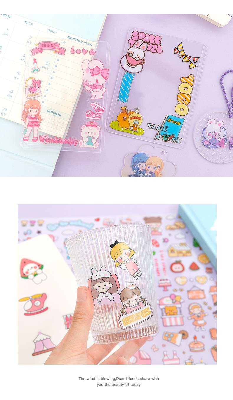 Cuộn sticker hoạt hình trong suốt hk053