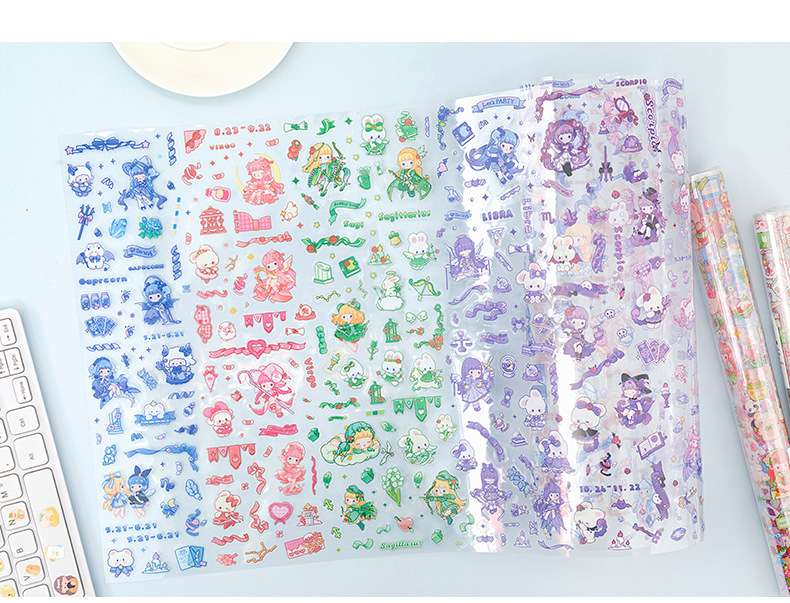 Cuộn sticker hoạt hình trong suốt hk053