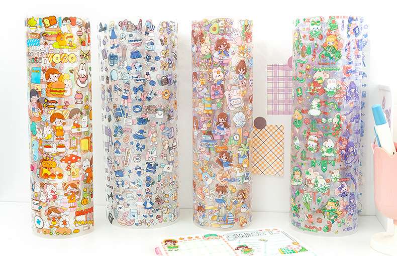Cuộn sticker hoạt hình trong suốt hk053