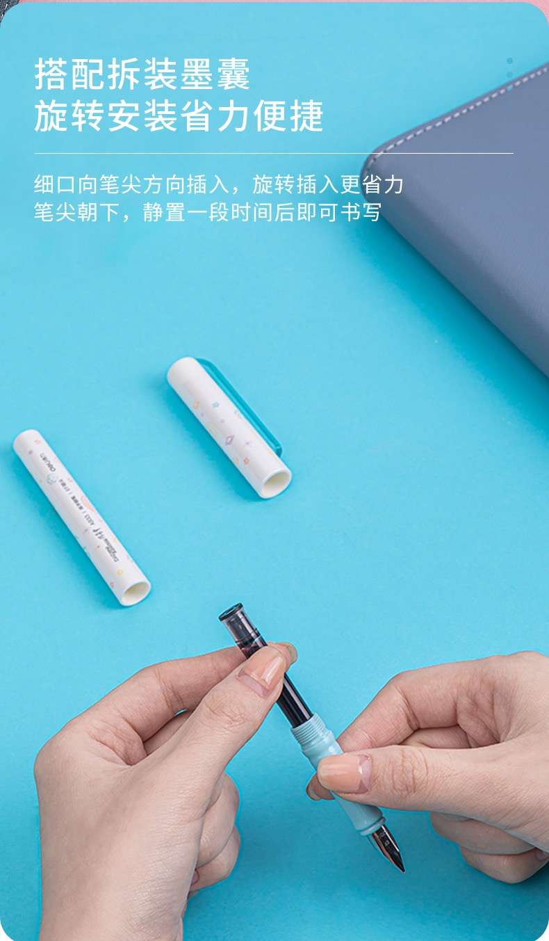 Bút máy kèm 4 ông mực Deli hk075
