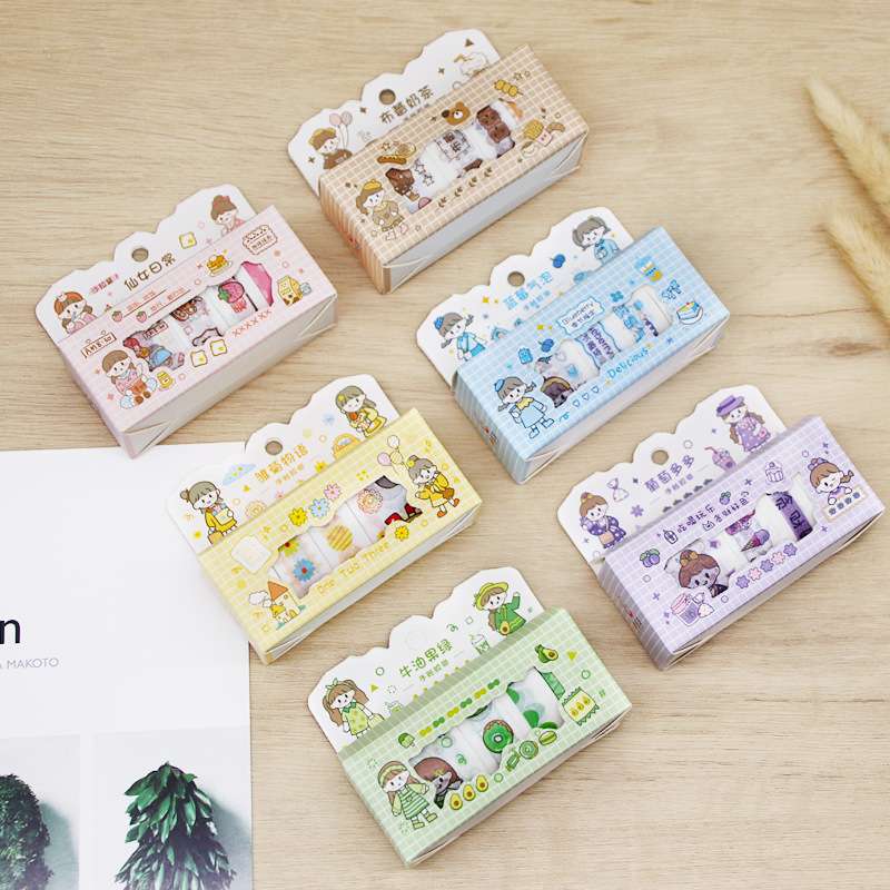 Hộp 4 cuộn băng keo Washi sticker hk112