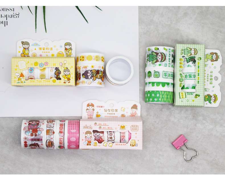 Hộp 4 cuộn băng keo Washi sticker hk112