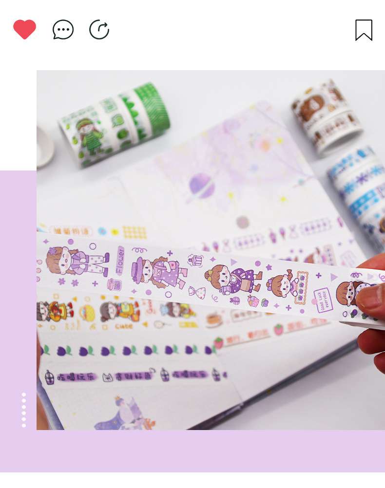 Hộp 4 cuộn băng keo Washi sticker hk112